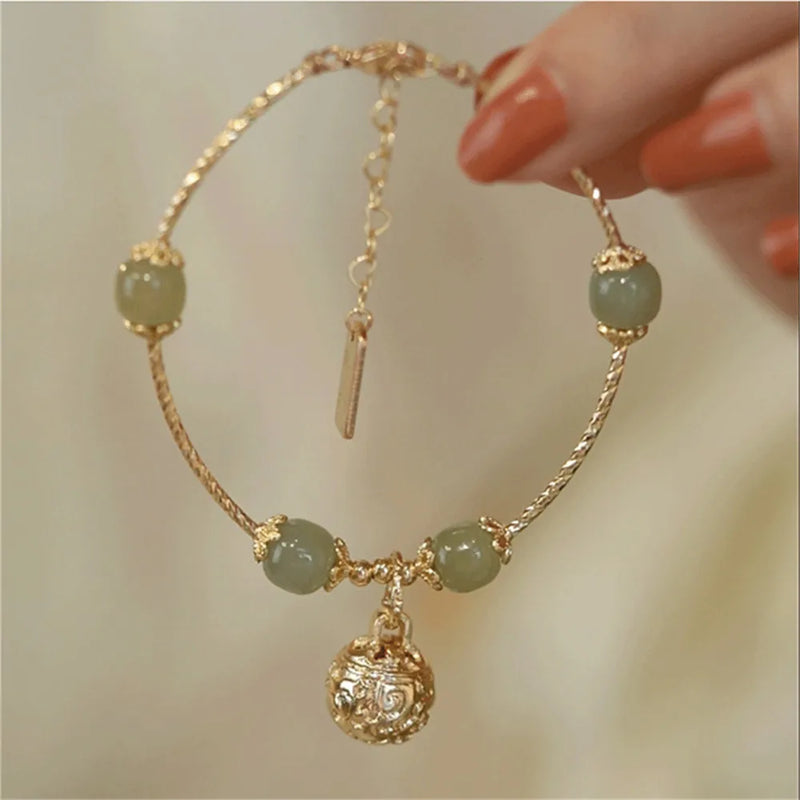 Hetian Jade Bell Bracelet Women Amulet Mother's Wrist Jewelry