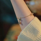 Natural Hetian Jade Bell Orchid Pendant Bracelet For Women Jewelry Gift