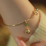 Natural Hetian Jade Bell Orchid Pendant Bracelet For Women Jewelry Gift