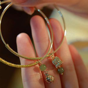 Natural Hetian Jade Bell Orchid Pendant Bracelet For Women Jewelry Gift