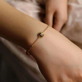 Natural Hetian Jade Bracelet Retro Chinese Style Fu Character Silver Bracelet