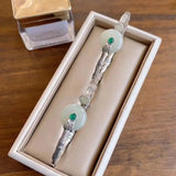 Natural Hetian Jade Bracelet S925 Sterling Silver Vintage Bamboo Joint Bracelet