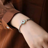Hetian Jade Bracelet S925 Silver Pendant Vintage Bamboo Joint Opening