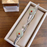 Hetian Jade Bracelet S925 Silver Pendant Vintage Bamboo Joint Opening