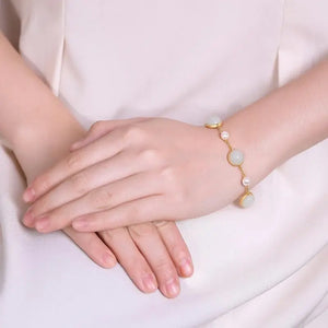 Hetian Jade Bracelet S925 Sterling Silver Women's Fashionable Temperament