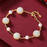 Hetian Jade Bracelet S925 Sterling Silver Women's Fashionable Temperament