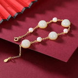 Hetian Jade Bracelet S925 Sterling Silver Women's Fashionable Temperament