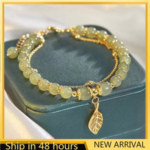 Hetian Jade Bracelet Women's Chinese Style, Hand String Light Beads