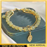 Hetian Jade Bracelet Women's Chinese Style, Hand String Light Beads