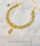 Hetian Jade Bracelet Women's Chinese Style, Hand String Light Beads