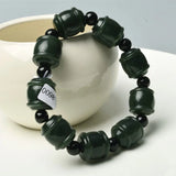 Hetian Jade Beaded Bracelet Mens Stretch Jewelry