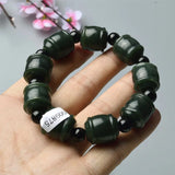 Hetian Jade Beaded Bracelet Mens Stretch Jewelry