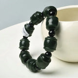 Hetian Jade Beaded Bracelet Mens Stretch Jewelry