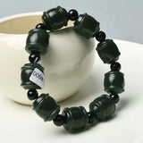 Hetian Jade Beaded Bracelet Mens Stretch Jewelry