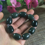 Hetian Jade Bucket Bead Bracelet Lucky Amulet Fine Jewelry