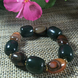 Natural Hetian Jade Bucket Beads Agate Casseroles Bracelet