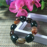 Natural Hetian Jade Bucket Beads Agate Casseroles Bracelet