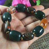 Natural Hetian Jade Bucket Beads Agate Casseroles Bracelet