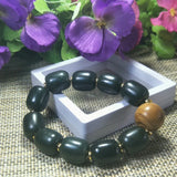 Natural Hetian Jade Bucket Beads Bracelet Lucky Auspicious Amulet