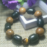 Natural Hetian Jade Bucket Beads Bracelet Lucky Auspicious Amulet