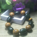 Natural Hetian Jade Bucket Beads Bracelet Lucky Auspicious Amulet