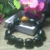 Natural Hetian Jade Bucket Beads Bracelet Lucky Auspicious Amulet