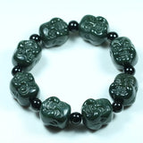 Hetian Jade Buddha Head Bracelet Charm Jewellery Hand-Carved Amulet Gift