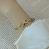 Hetian Jade Chain Bracelet with Rose Flower, Adjustable