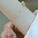 Hetian Jade Chain Bracelet with Rose Flower, Adjustable