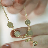 Hetian Jade Chain Bracelet with Rose Flower, Adjustable