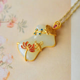 Natural Hetian Jade Cheongsam Pendant S925 Sterling Silver Inlaid Jade Cheongsam