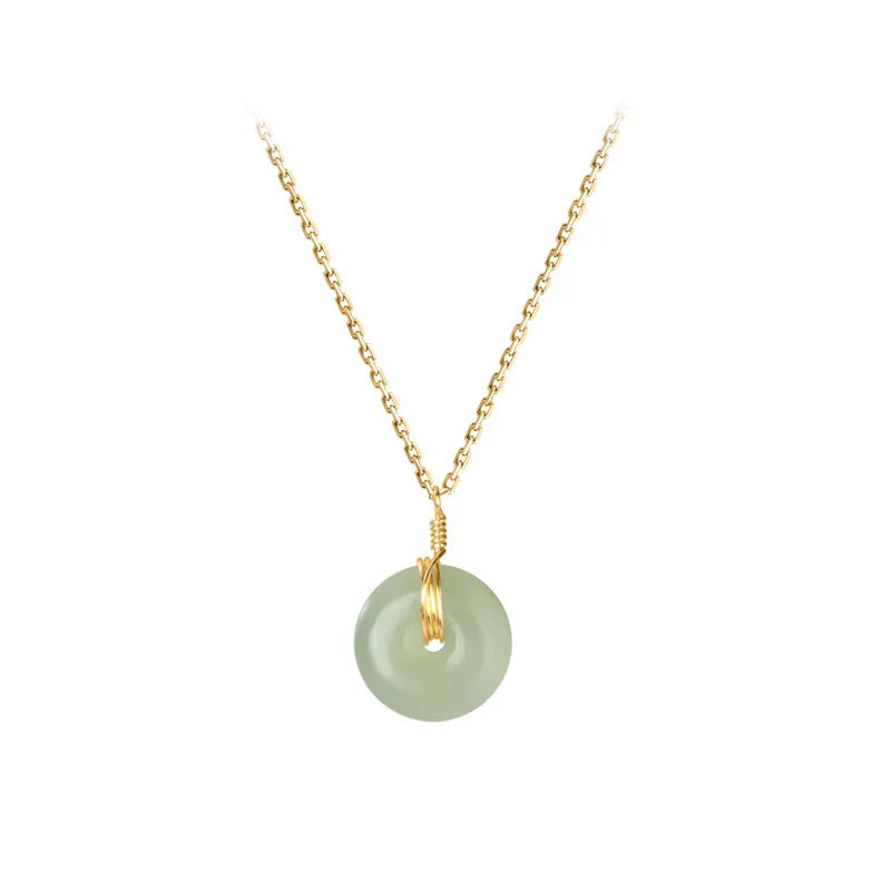 Hetian Jade Cheongsam Pendant Necklace 925 Silver Chalcedony Amulet