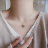 Hetian Jade Cheongsam Pendant Necklace 925 Silver Chalcedony Amulet