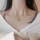 Hetian Jade Cheongsam Pendant Necklace 925 Silver Chalcedony Amulet