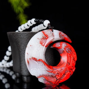 Hetian Jade Chicken Blood Pendant Dragon Hook Safety Clasp