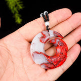 Hetian Jade Chicken Blood Pendant Dragon Hook Safety Clasp