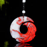 Hetian Jade Chicken Blood Pendant Dragon Hook Safety Clasp
