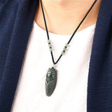 Hand-Carved Natural Hetian Jade Cicada Pendant Necklace Charm for Men Women