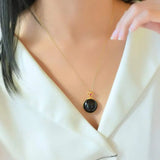 Natural Hetian Jade Dark Jade Egg Noodle Pendant Necklace Set