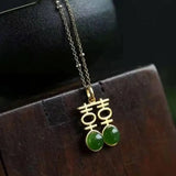 Natural Hetian Jade Double Happiness Jewelry Set