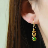 Natural Hetian Jade Double Happiness Jewelry Set