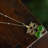 Natural Hetian Jade Double Happiness Jewelry Set