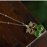 Natural Hetian Jade Double Happiness Jewelry Set