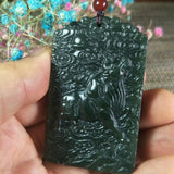 Natural Hetian Jade Double Sided Carving Cattle Jade Pendant