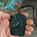 Natural Hetian Jade Double Sided Carving Cattle Jade Pendant