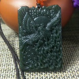 Natural Hetian Jade Dragon Phoenix Pendant Lucky Amulet