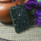 Natural Hetian Jade Dragon Phoenix Pendant Lucky Amulet