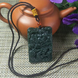 Natural Hetian Jade Dragon Phoenix Pendant Lucky Amulet