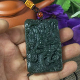 Natural Hetian Jade Dragon Phoenix Pendant Lucky Amulet