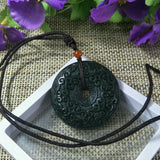 Natural Hetian Jade Double Sided Pendant Lucky Amulet